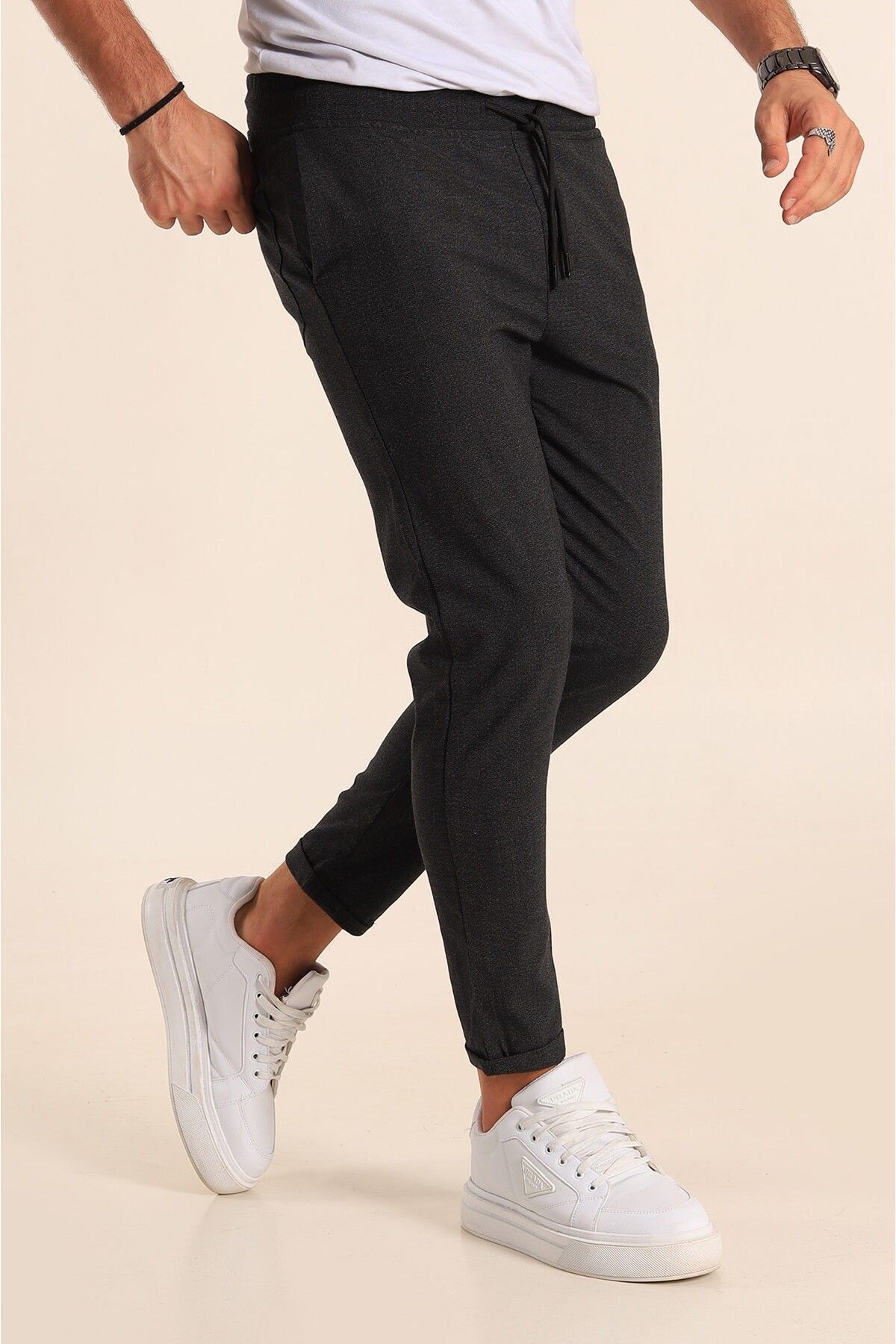 HATCELL-Double Layer Leg and Elastic Waist Jogger Sweatpants 2
