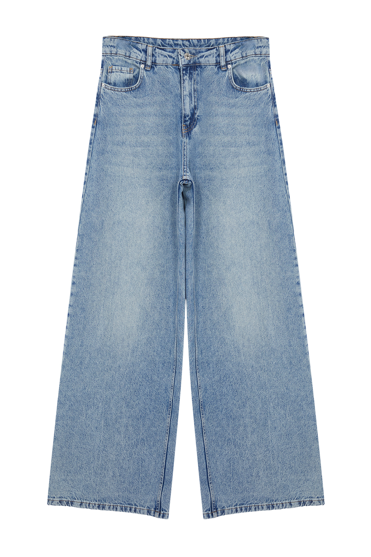 Trendyolmilla  Mavi Normal Bel Ekstra Wide Leg Palazzo Geniş Paça %100 Pamuk Non-Stretch Jeans TWOAW25JE00106 - Görsel 6