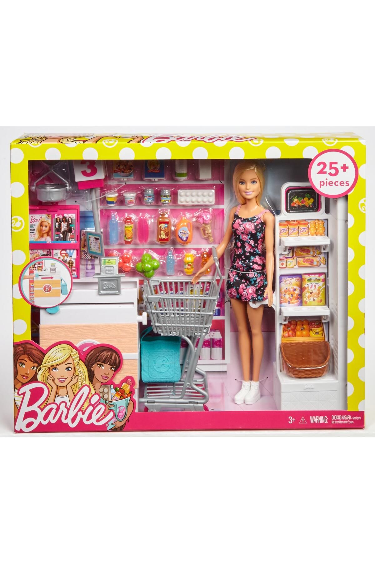 Barbie Aksesuarl Supermarkette Oyun Seti Pembe Oyun Arkada