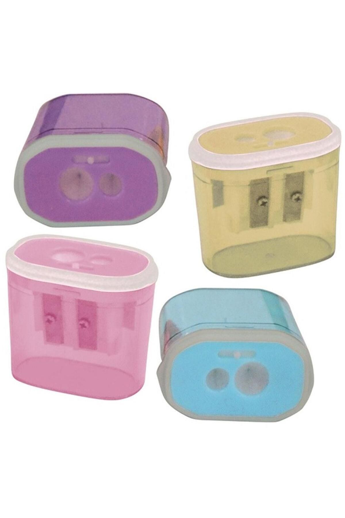 Bubu-This-This Transparent Rectangular Pencil Sharpener Double Hole Lockable Student Pencil Sharpener (Pack of 24) 2