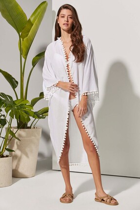 White By Nature Kapüşonlu Pareo