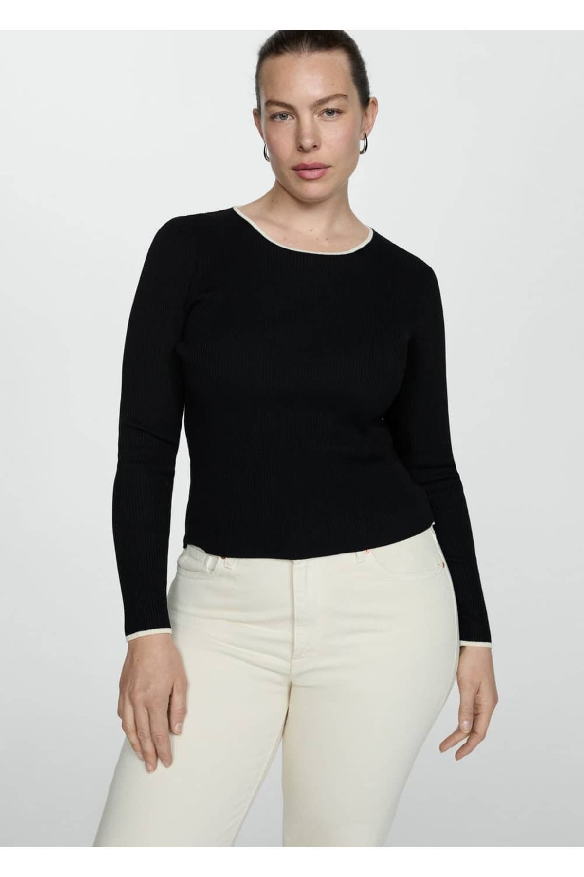 MANGO Woman-Contrast embroidered sweater 5