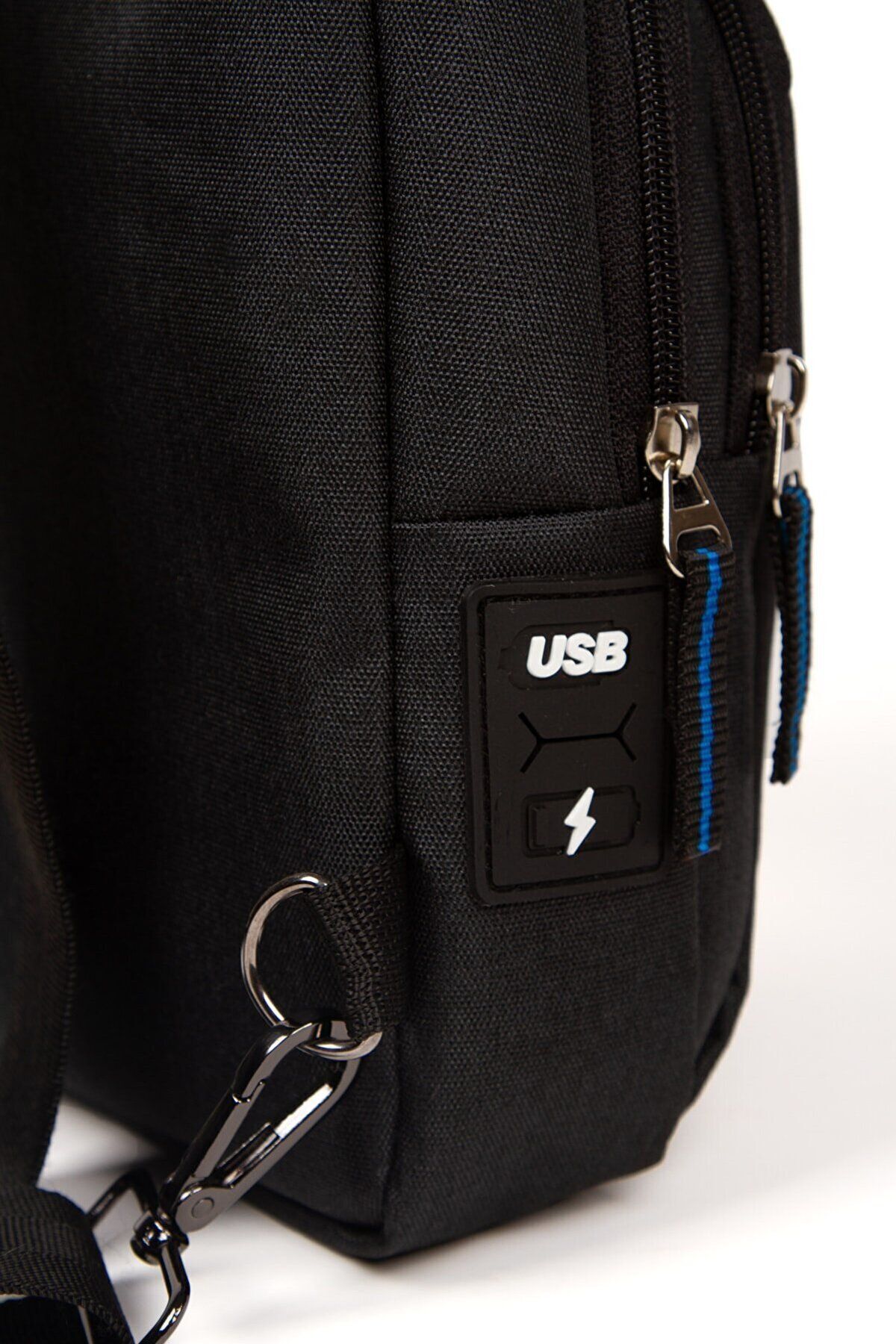 Meha Clup Keten Kumaş Kulaklı Ve Usb Çıkışlı Bel Omuz Çantası Body Bag Freebag Su Geçirmez (18X28CM)