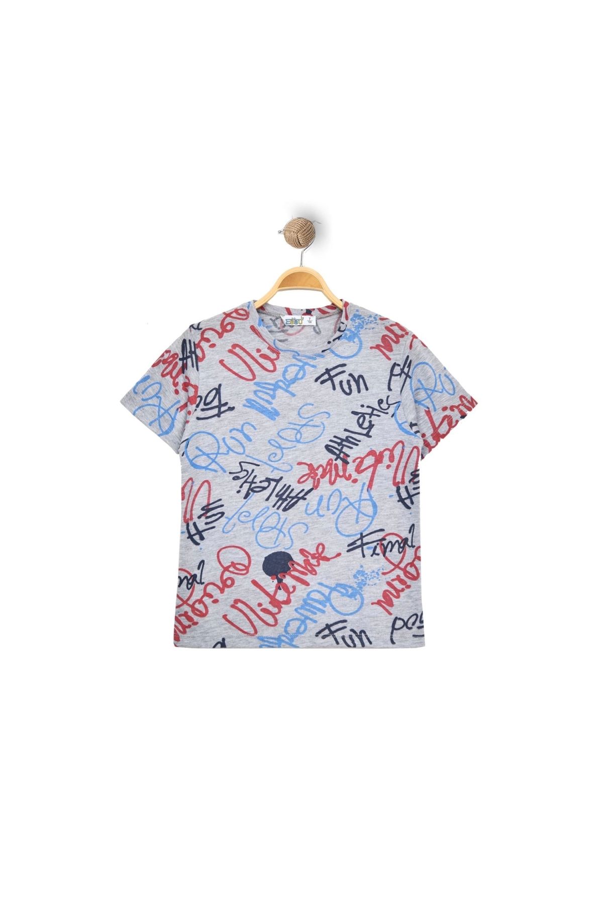 WİNTA- 8-12 Years Old Children's T-Shirt Greyblack - 324977.1576.