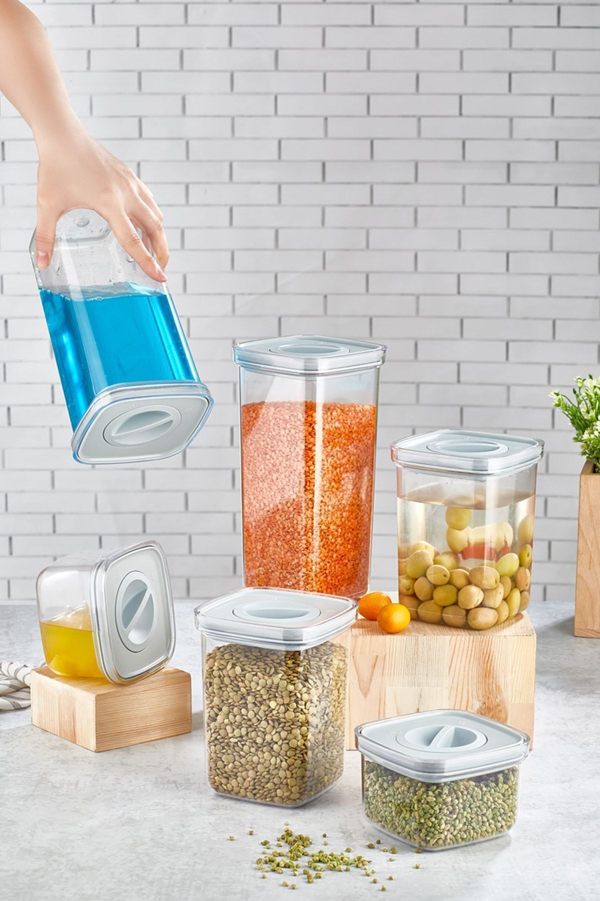 ORGANİZERS-Full Vacuum Locked Leak Proof Transparent Storage Container Set of 5 2*500ml-2*1100ml-1700ml 3