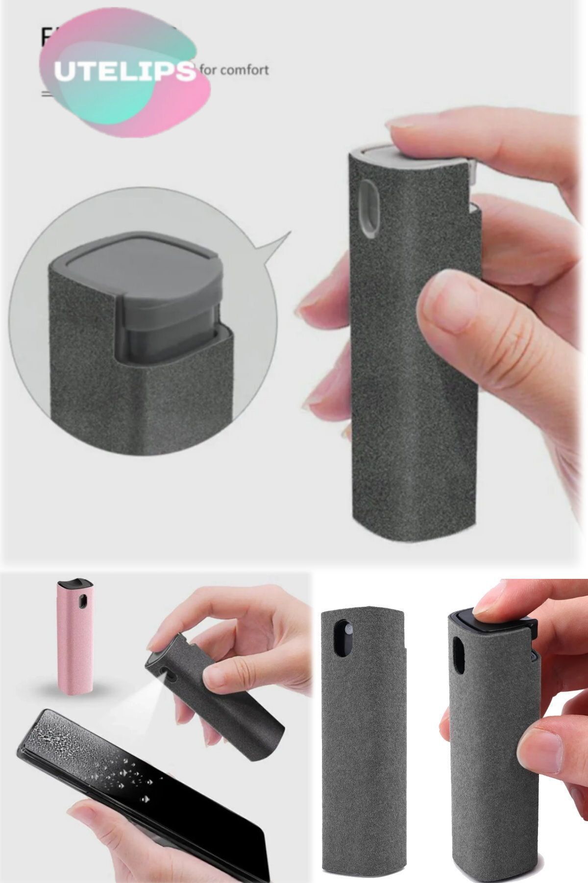 Phone Screen Cleaner Spray Computer Mobile Phone Screen Dust Remover Tool Microfiber Cloth Pro