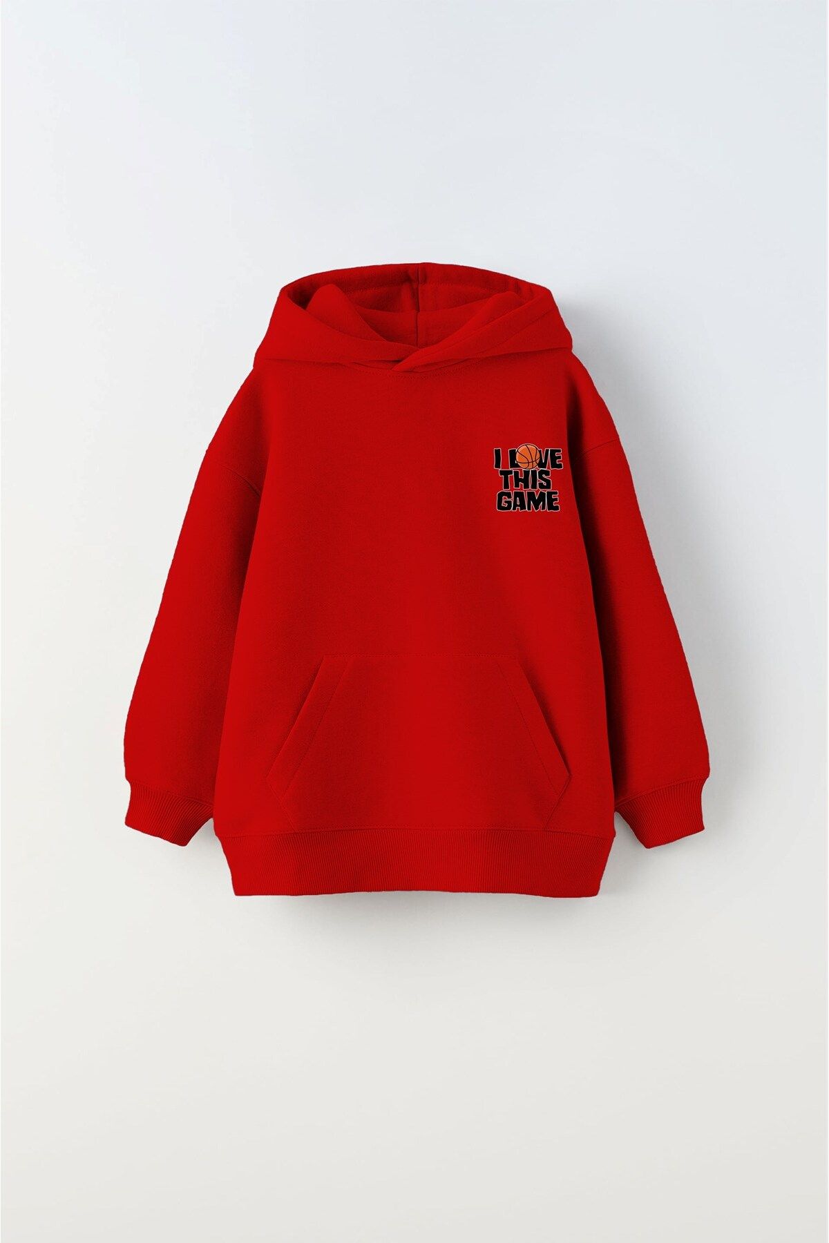 The Champ Clothing-هوديي أحمر للأطفال للجنسين - سويت شيرت بطبعة كرة السلة من الصوف ILoveThisGame 2