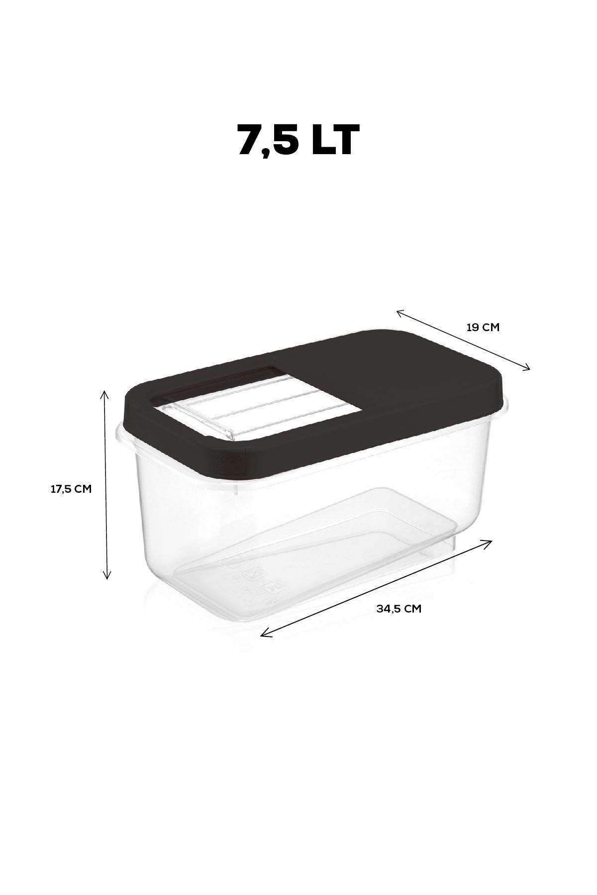 Meleni Home-2 Pack Labeled 7.5 Lt Detergent Storage Container with Sliding Lid - tablet Detergent Storage Box Anthracite 2