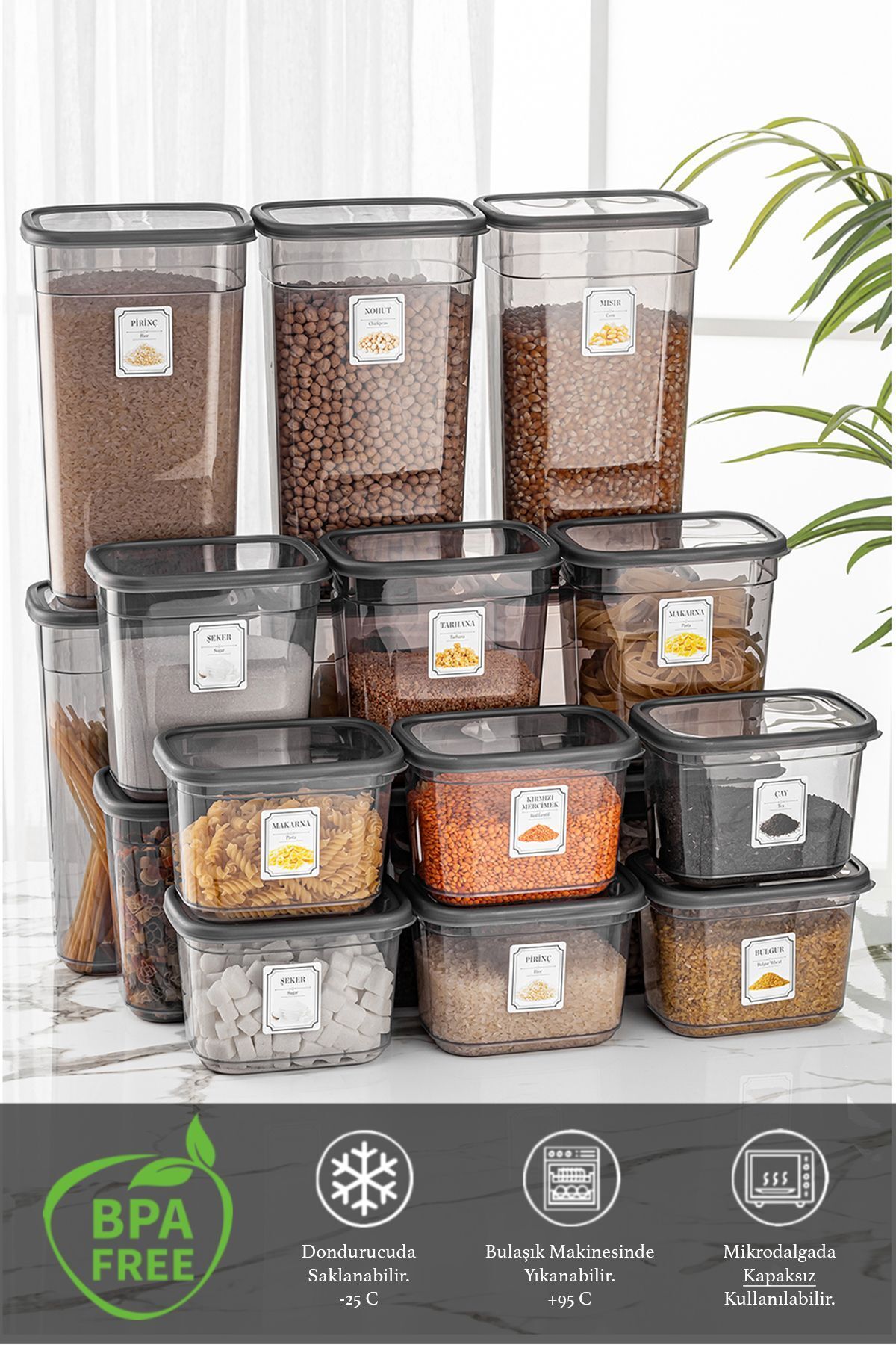 Meleni Home-18-Piece Multi Rectangular Storage Container with Daisy Label Microwave and Freezer Compatible 6x(1.3LT-2 LT-3.2 LT) 2