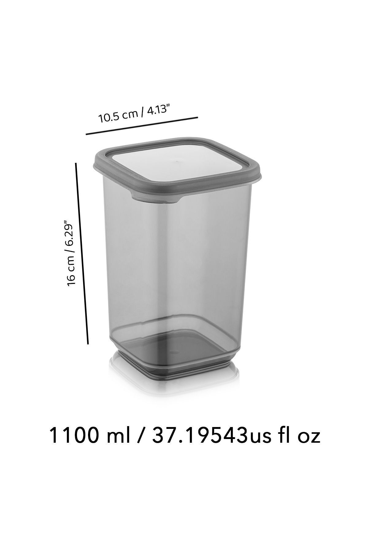 Meleni Home-Set of 12 Large Size Square Food Storage Container with Pino Label Anthracite 12 X 1.10 Lt 5