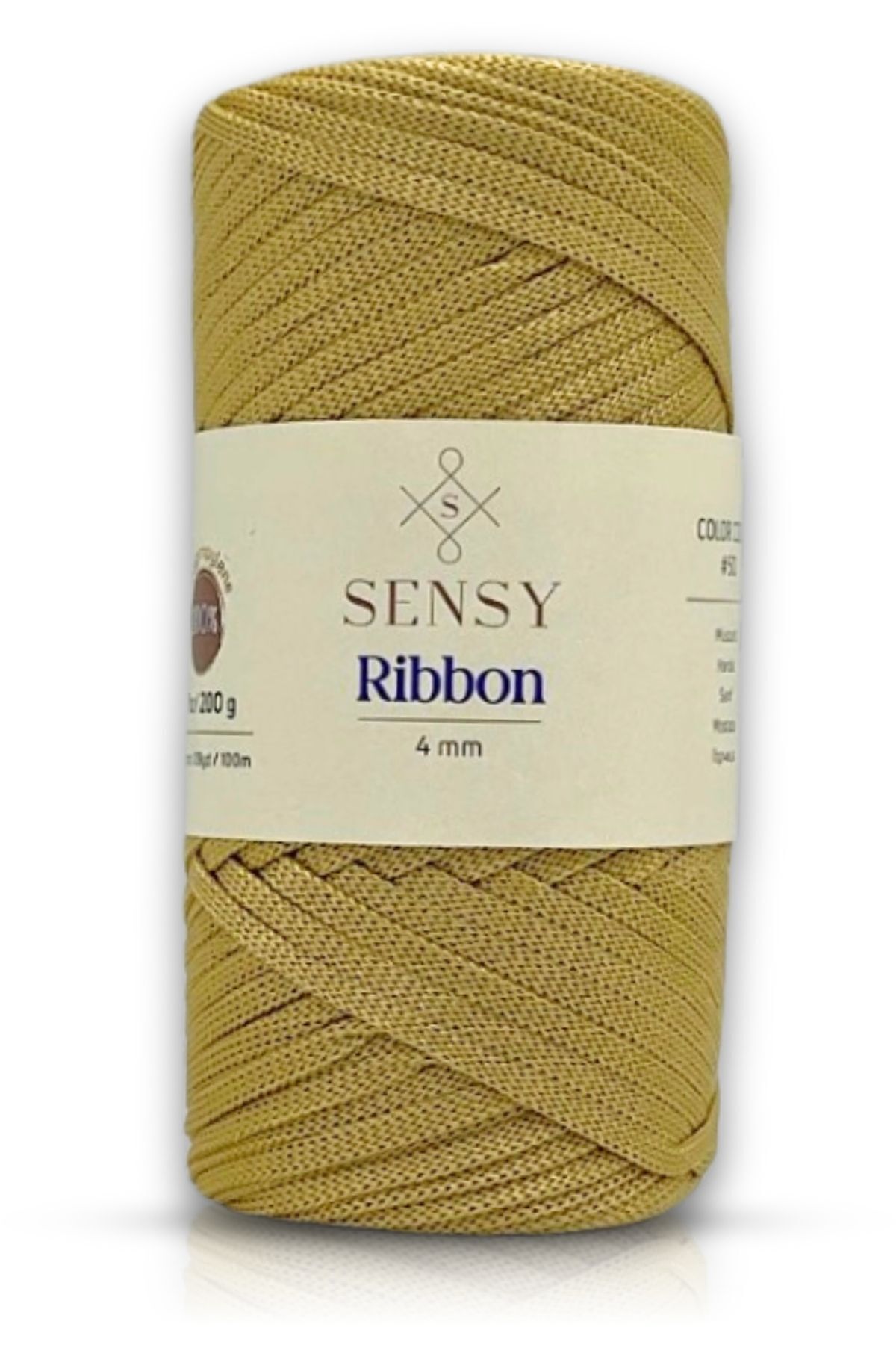 SENSY-Premium Polyester Ribbon - 200gr Macrame Bracelet String Bag Supla Hobby String Mustard 1