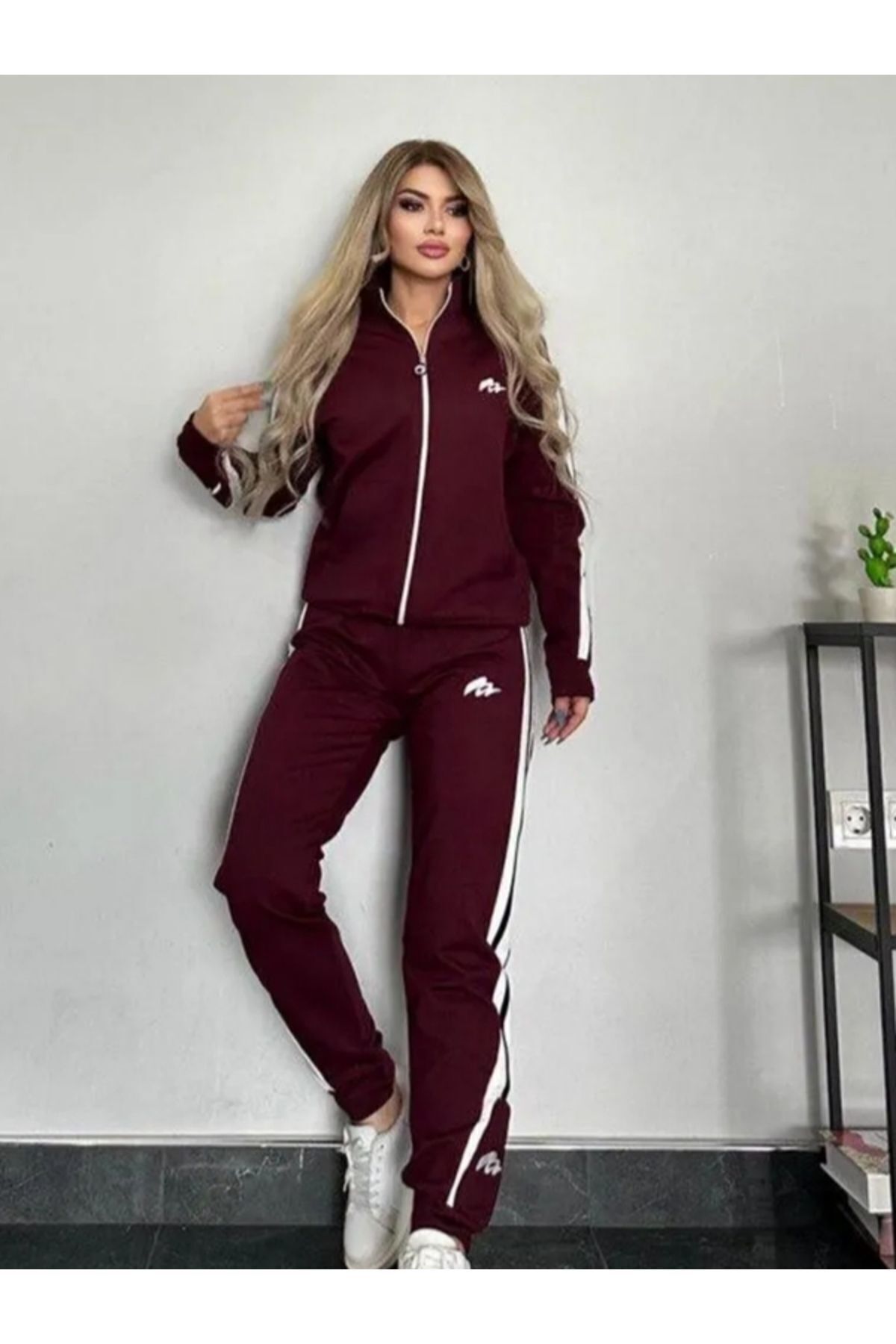 B NAFSAJ Claret Red Women s Tracksuit Set Double Set Trendyol