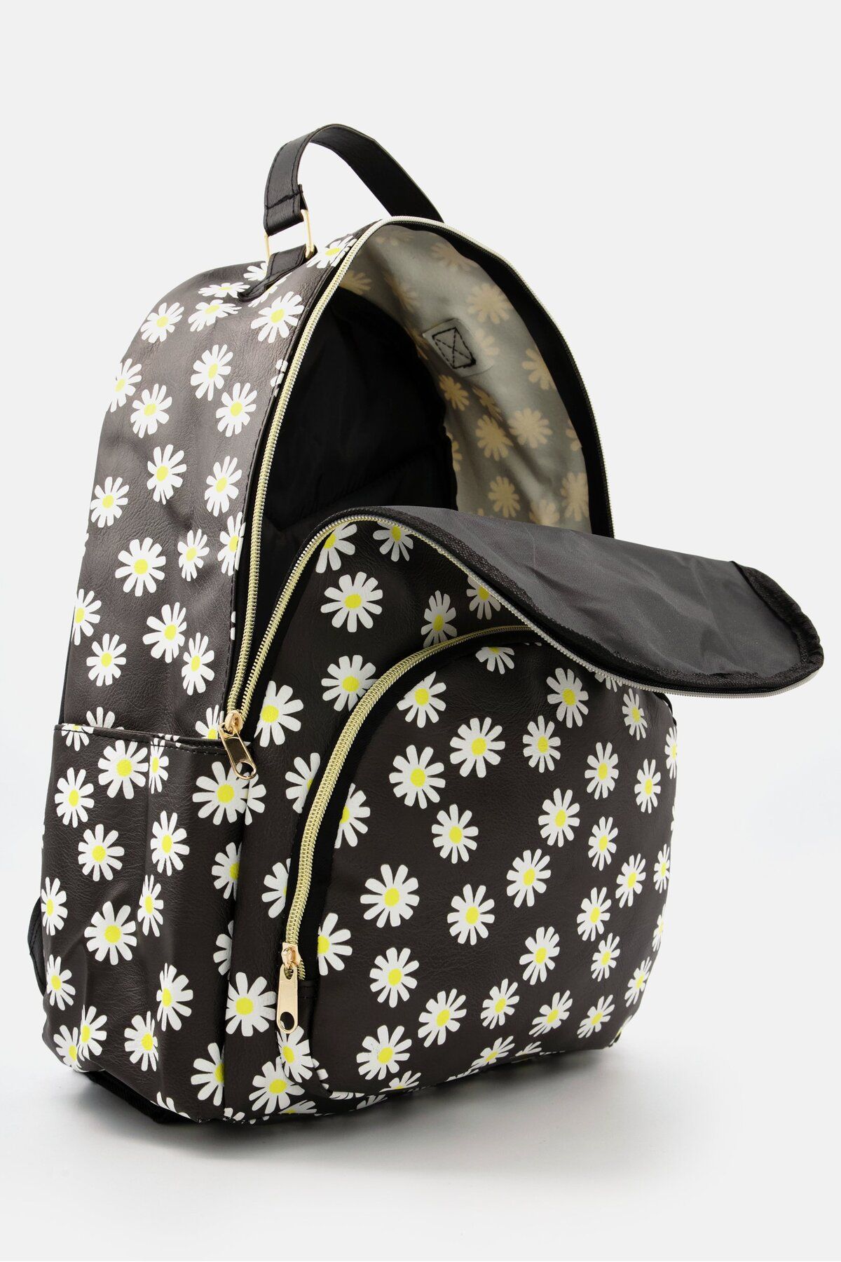 Emma & Chloe-Women Vegan Leather Backpack, Black 2