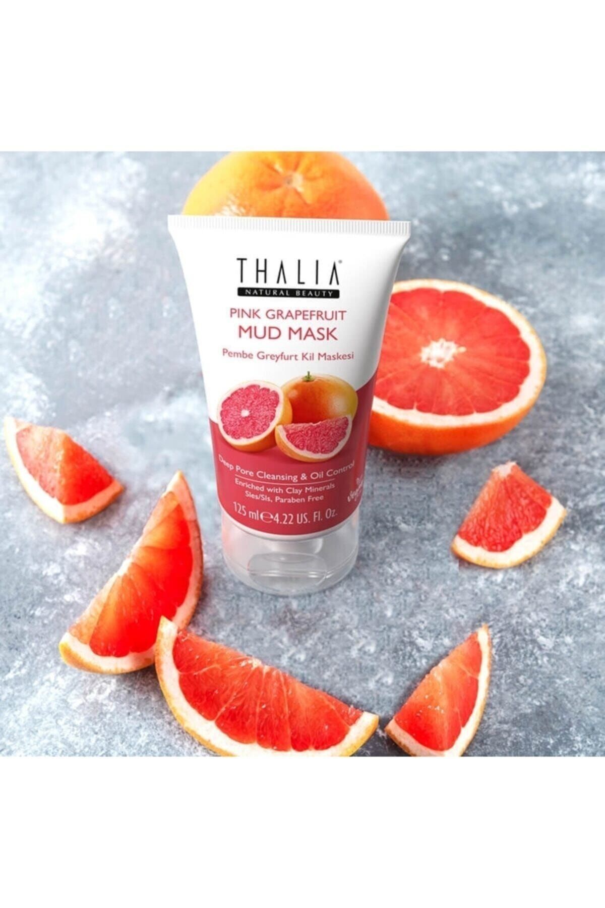 ماسک خاک رس گریپ فروت صورتی ضد چروک 125 میلی لیتر Thalia