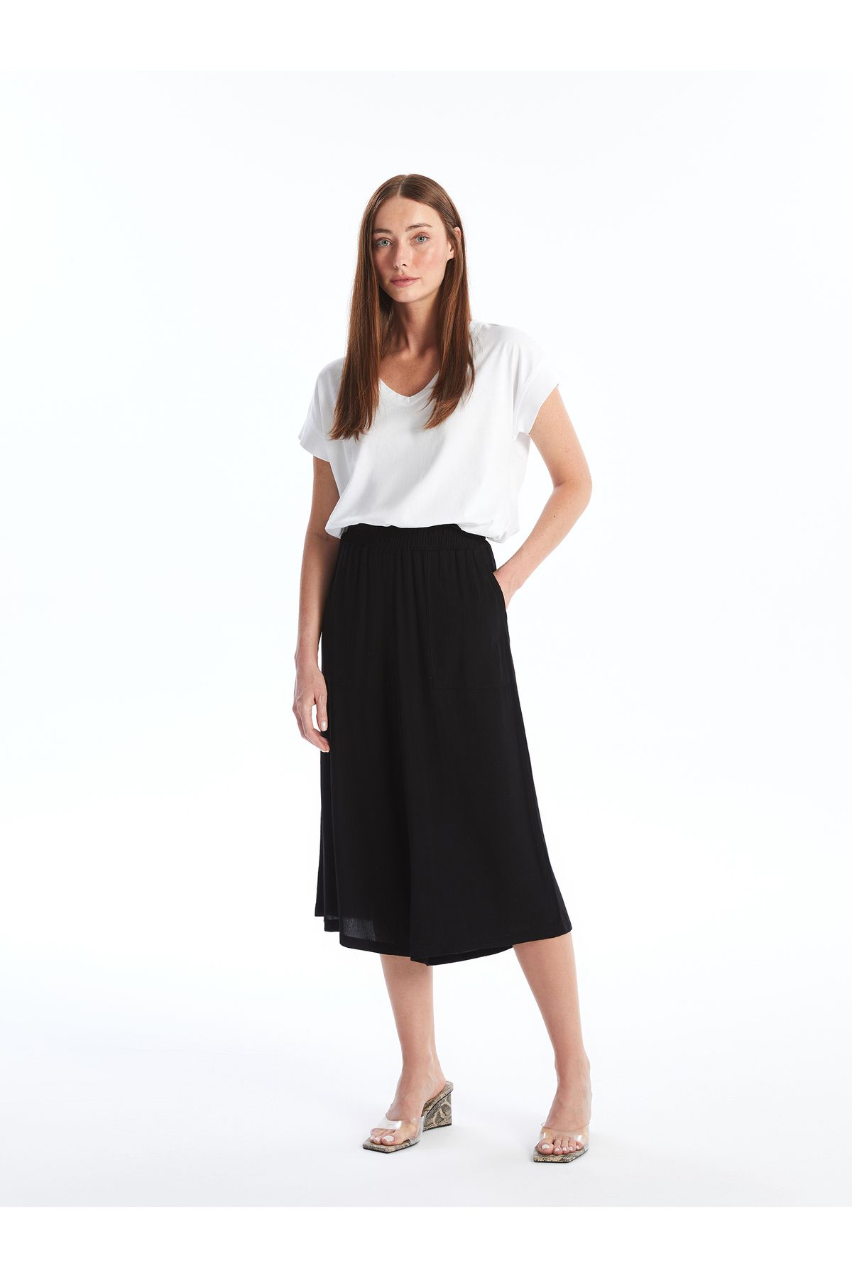LC Waikiki Capri Pentru Femei Cu Picioare Late Și Talie Elastică Femeie - 46