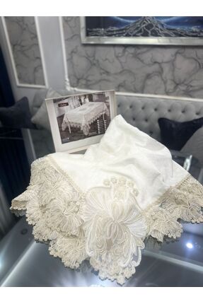 Evabeauty Masa Örtüsü Lüks Fransız Dantelli