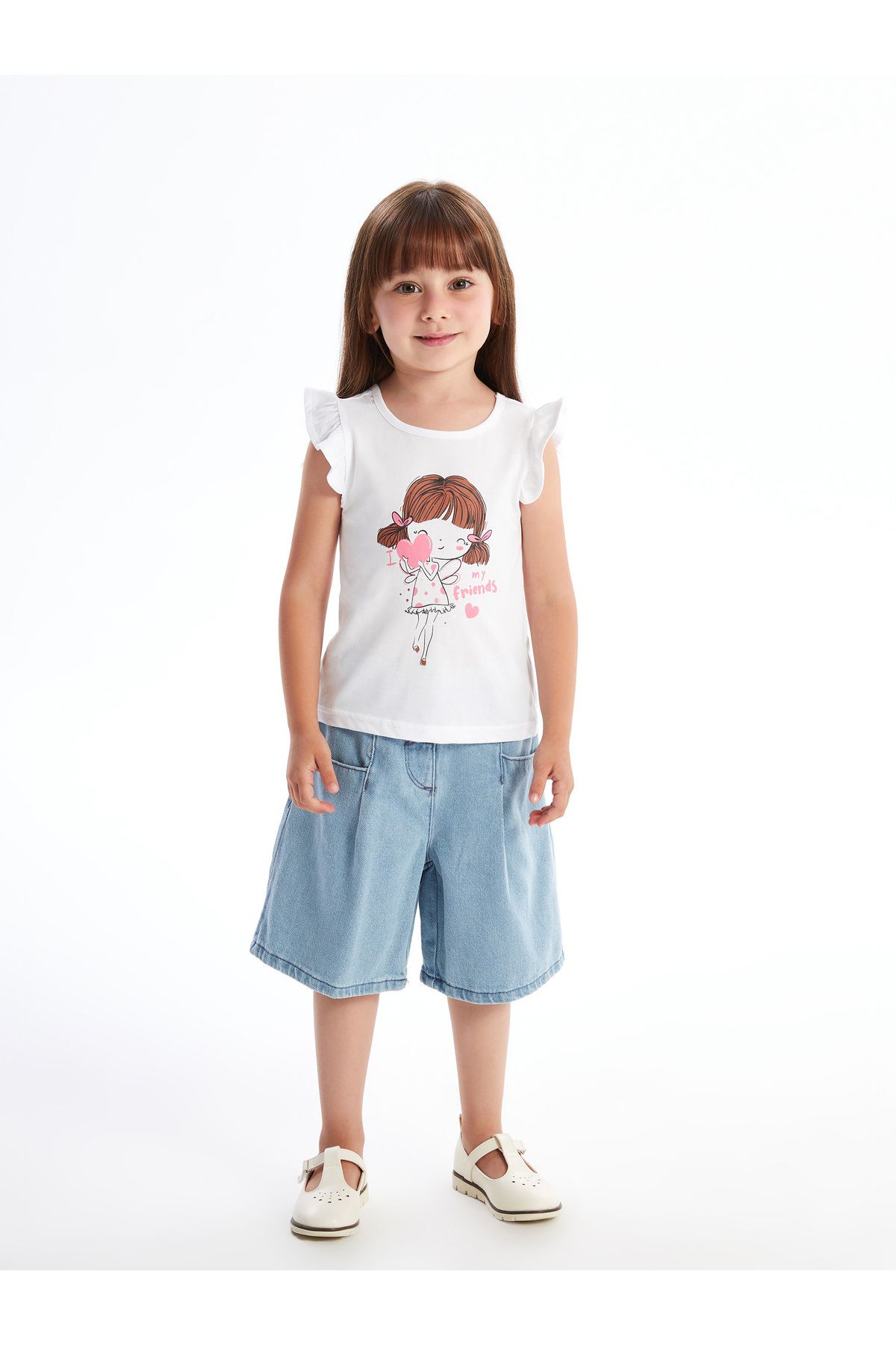 Beli Lastikli Basic Kız Bebek Jean Şort - 2