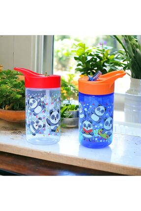 Peaceful 2 Adet 430 cc BPA FREE Katlanabilir Pipetli Sevimli Panda Desenli Ak...