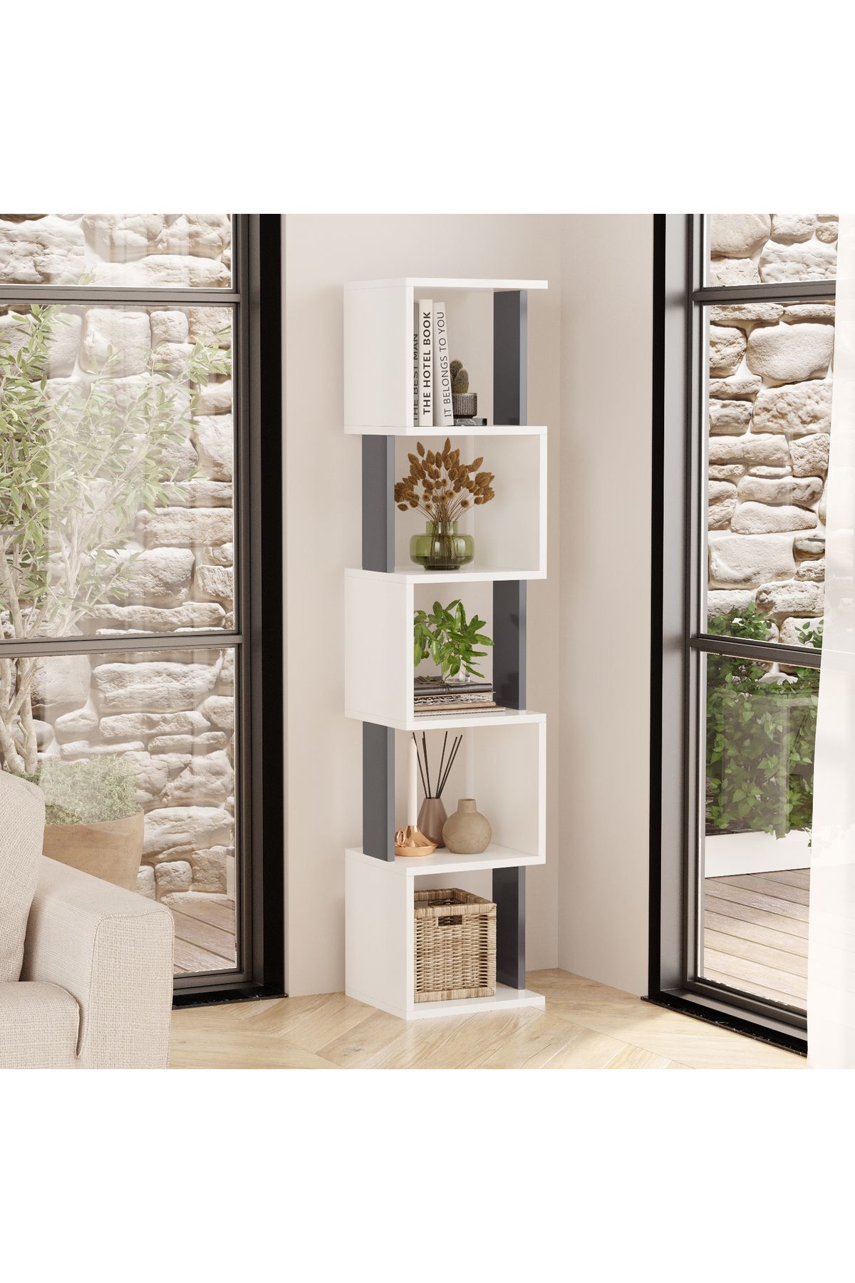 Ayz Decoration 5-Tier Double Color Bookcase