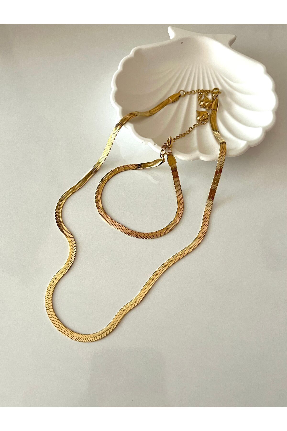 çelik Pandora Kararmaz çelik gold İtalyan kolye ve bileklik seti