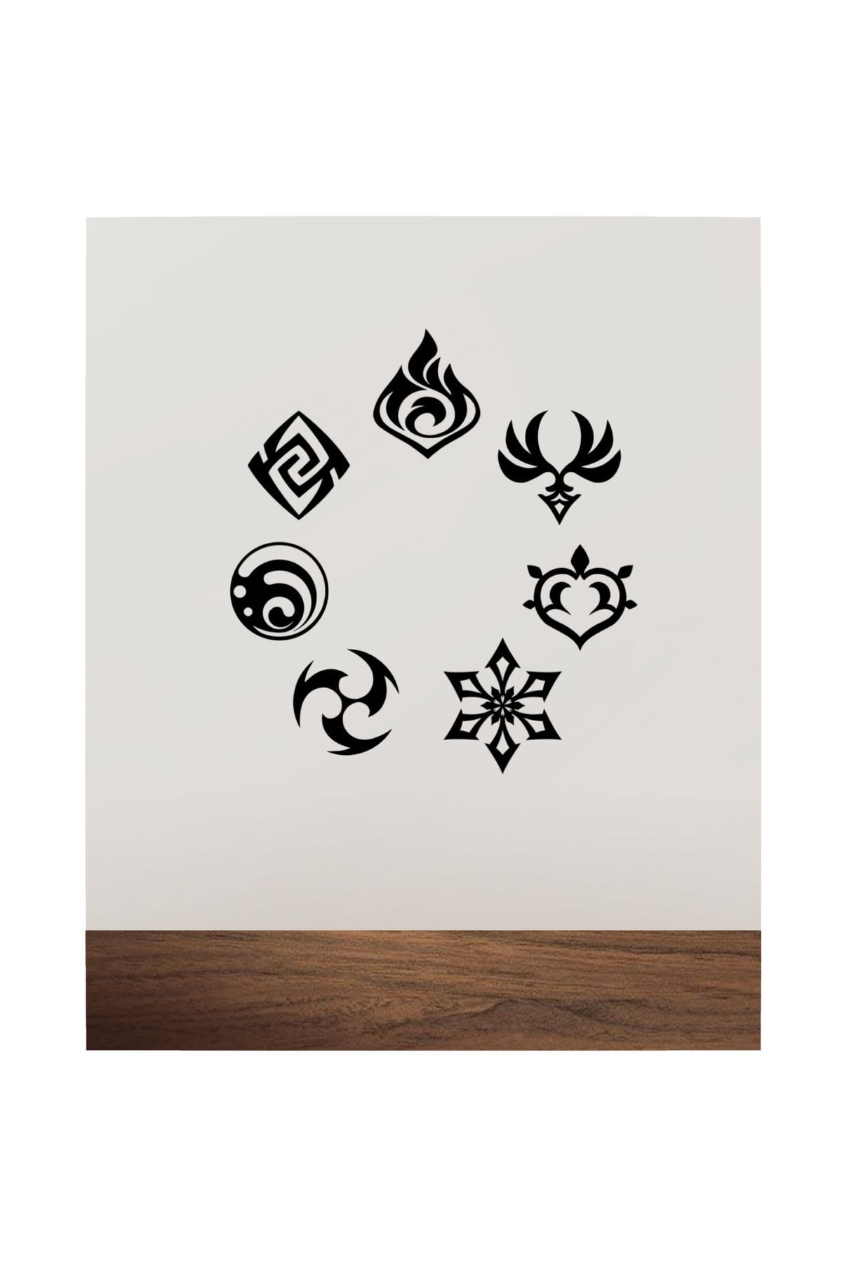 Genshin Impact Element Symbols Wooden Mdf Wall Decor