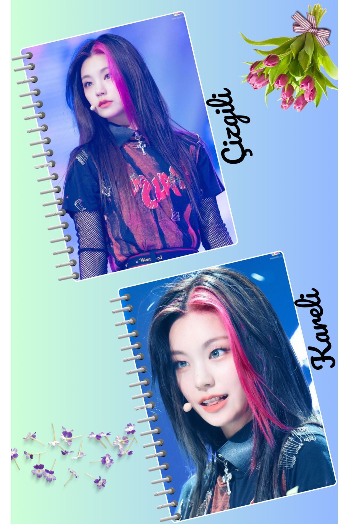 animeandyourworld-Yeji itzy kpop notebook set 2 pcs A4 size 21*30 striped + checked 60 syf 1