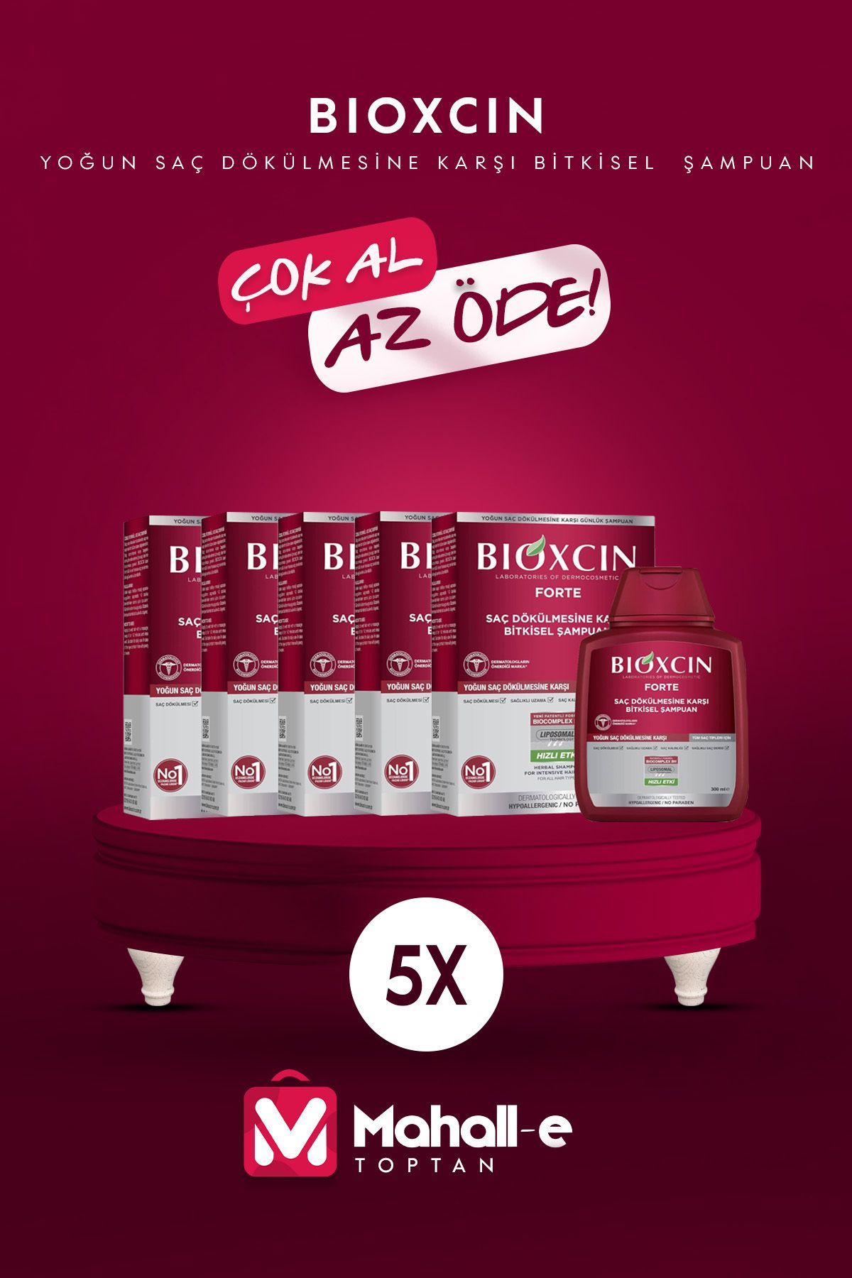 شامپو 300 میلی لیتری فورته شامپو گیاهی ضد موی فشرده ست 5 عددی Bioxcin