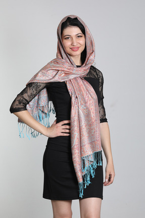 Mystic Pudra Multi %100 İpek Çift Taraflı Şal