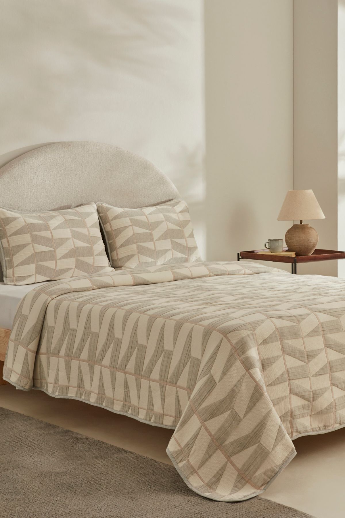 Karaca Home-طقم مفرش سرير مزدوج باللون الرمادي الفاتح من Estella 7