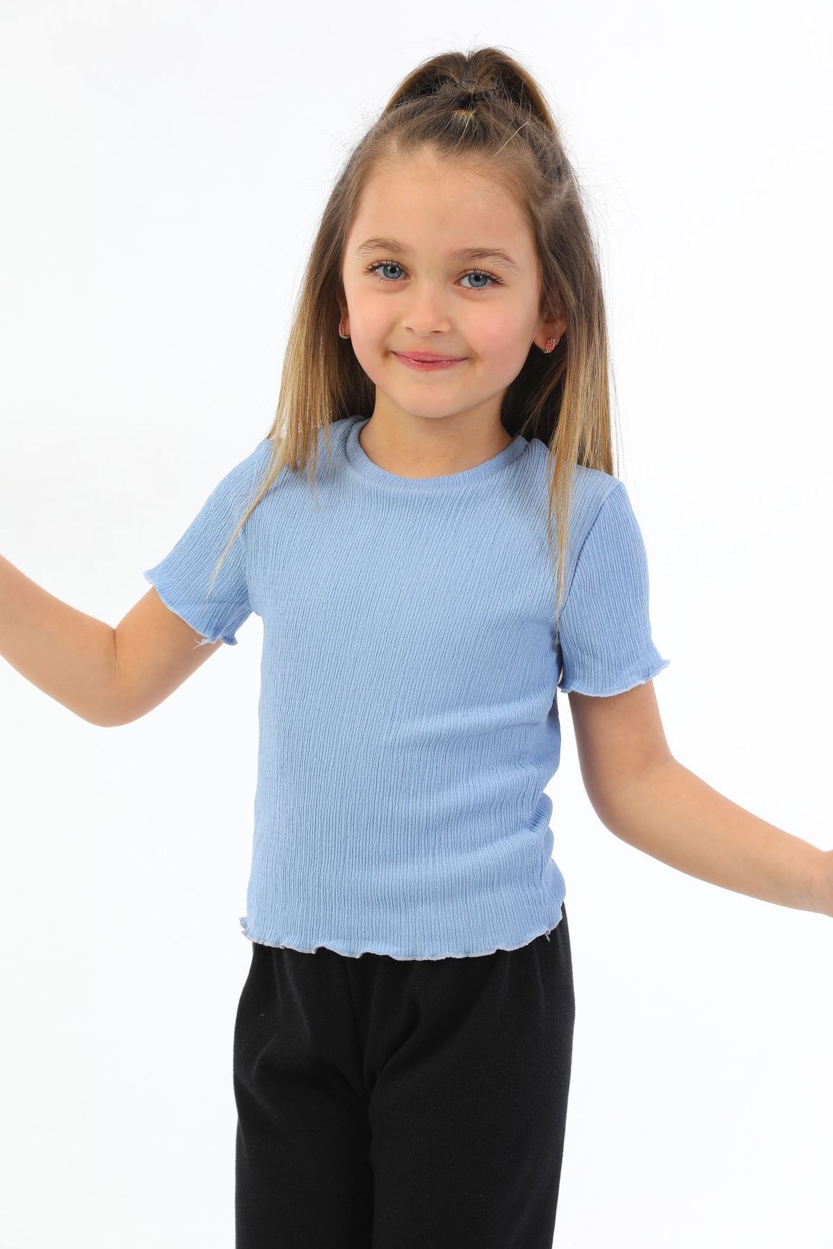 MEGHAN L.A-Blue Girl's Flexible Fabric T-Shirt 4