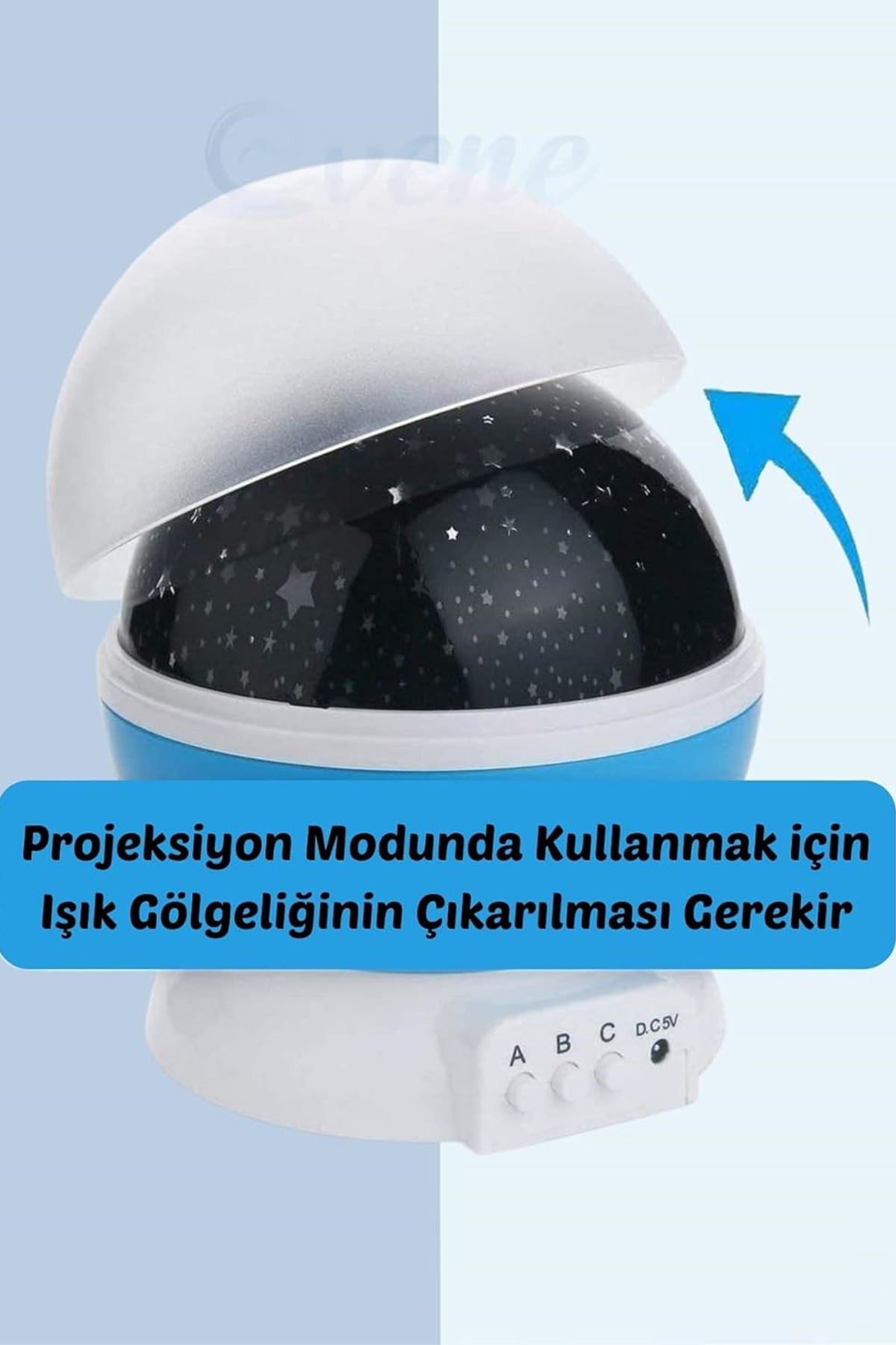 Efege Gökyüzü Yıldız Mavi Mor Işıklı Masa Lambası Duvara Tavana Işık Yansıtmalı Dönen Elektrikli Lamba fotoğrafı 6 (önizleme)