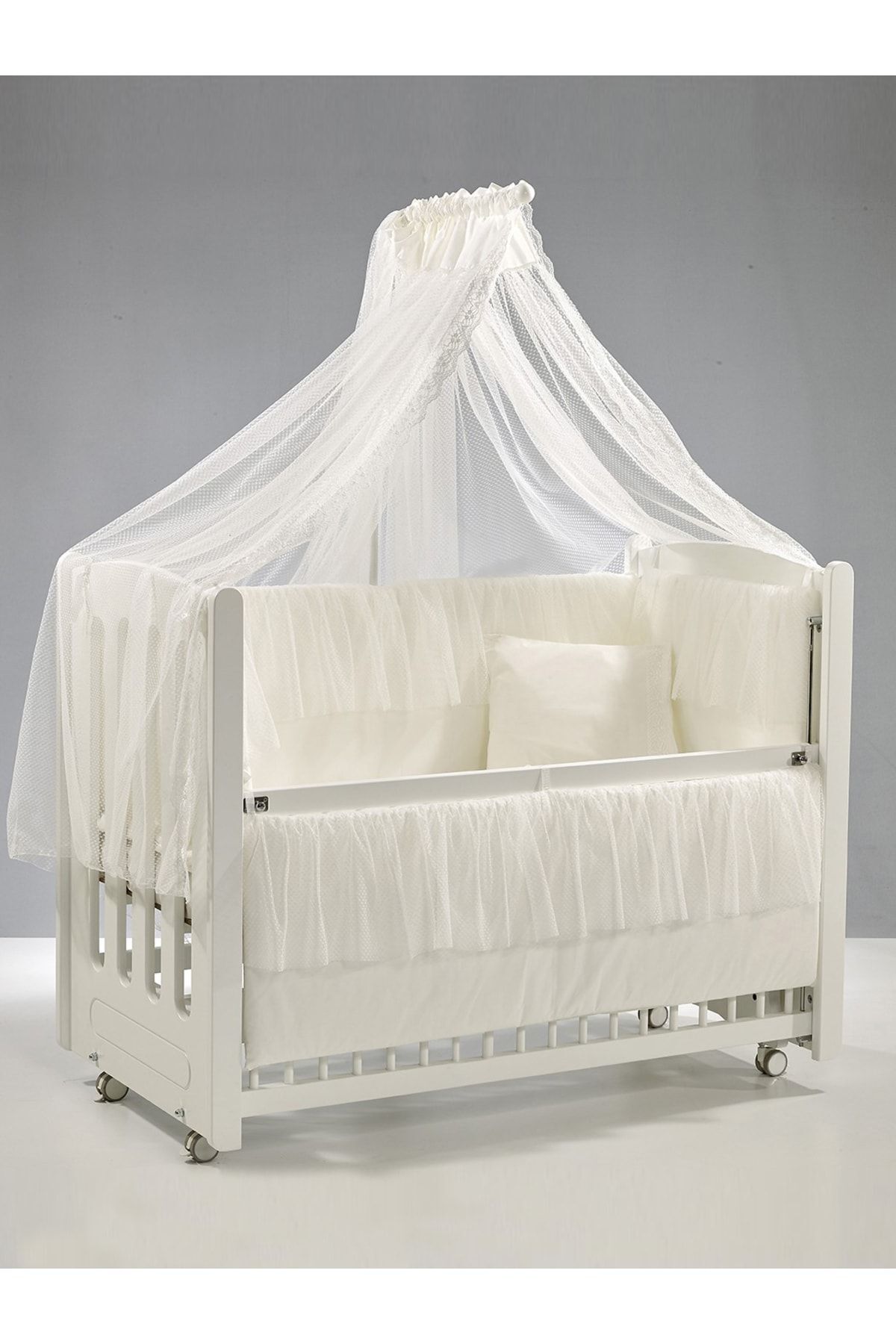 CBD Mother Side Wooden Rocking Crib 60x120 cm (white-ecru)