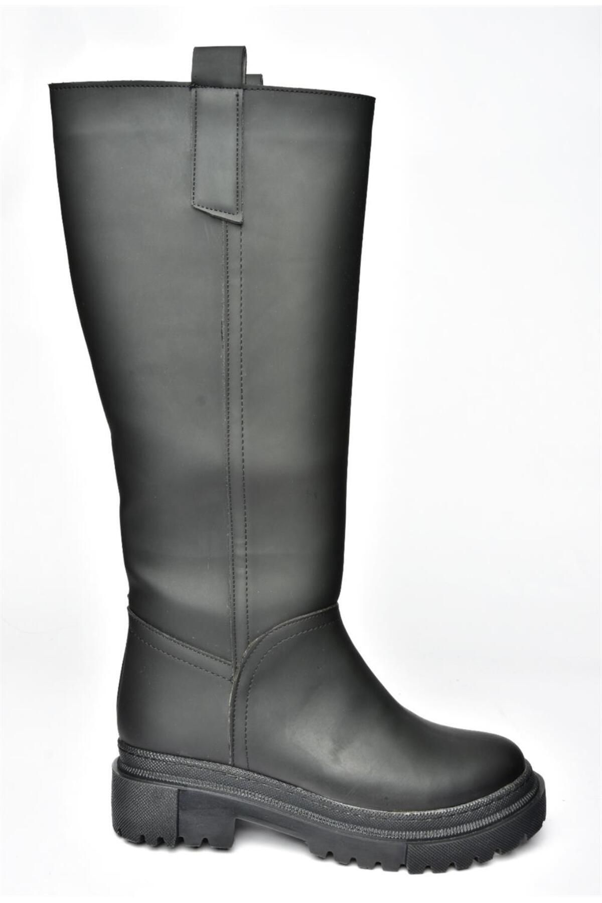 Fox Shoes-R973201109 Schwarze Damenstiefel mit dicken Sohlen 5