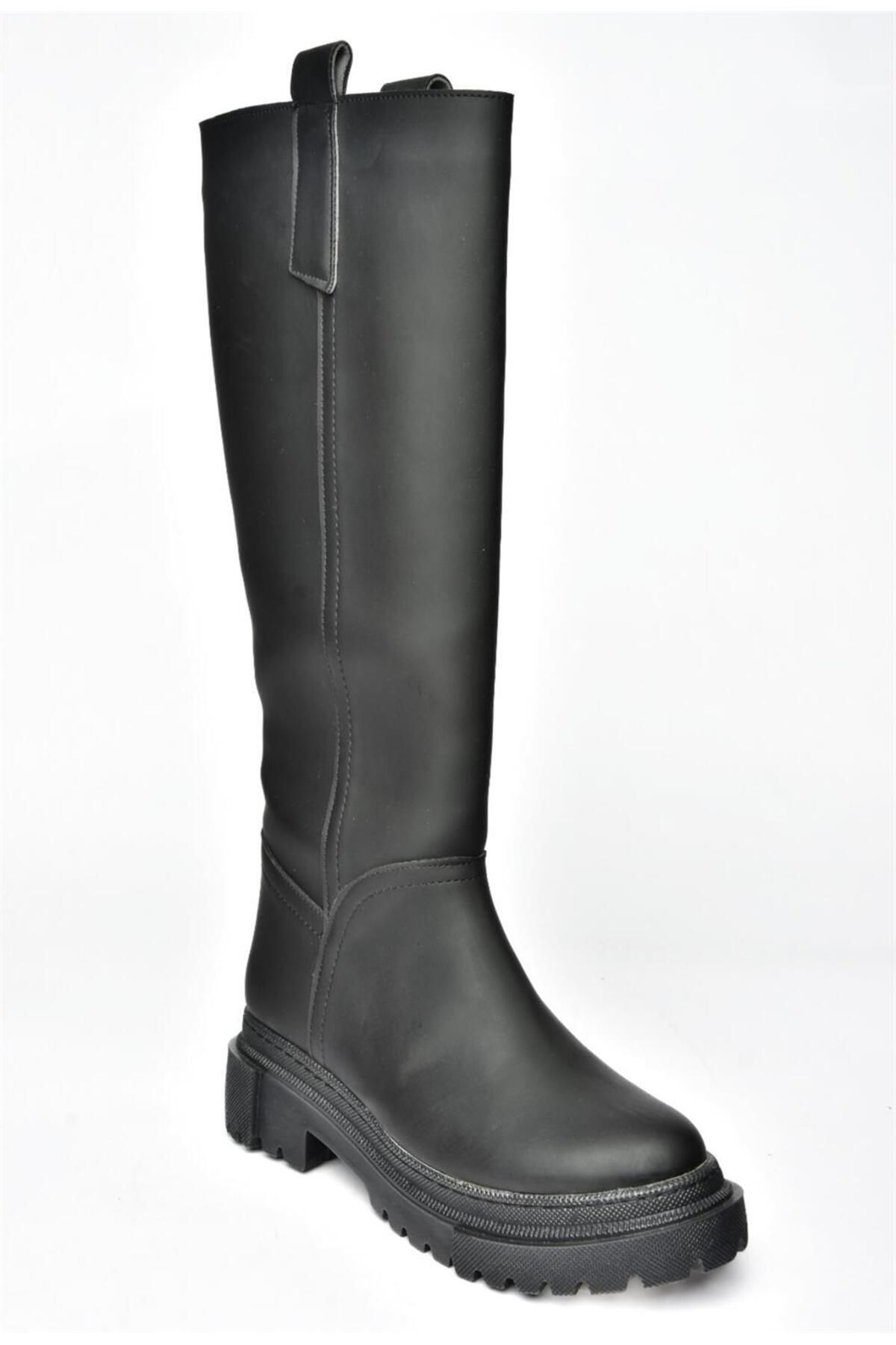 Fox Shoes-R973201109 Schwarze Damenstiefel mit dicken Sohlen 6