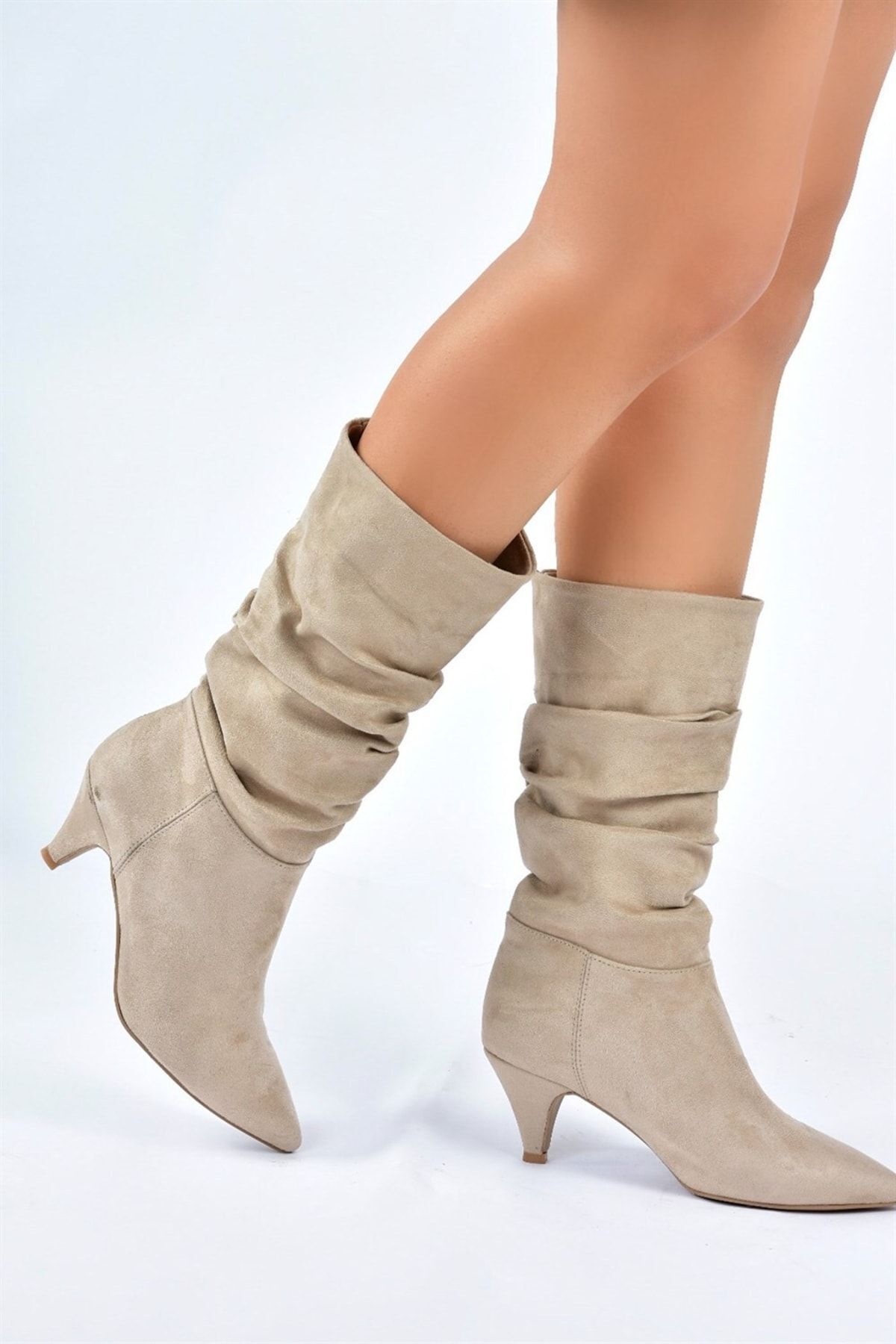 Fox Shoes-Skin Suede Κοντό Τακούνι Γυναικείες Μπότες με κορδόνι L404810602 2