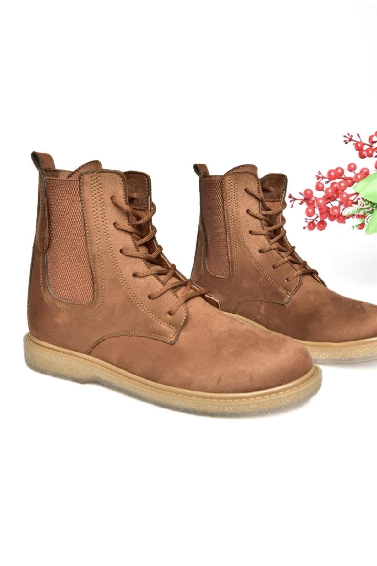 Fox Shoes-R374961902 Καφέ Suede Classic Γυναικείες Μπότες με ελαστικά πλαϊνά 4