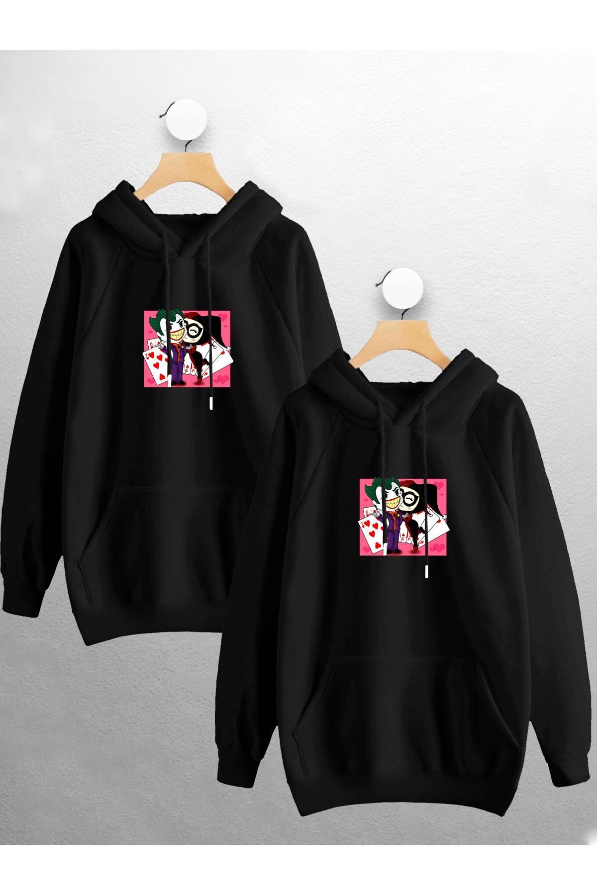 macklin Lover Couple Combination Joker And Harley Quinn Design Hooded Sweatshirt Set of 2 Trendyol