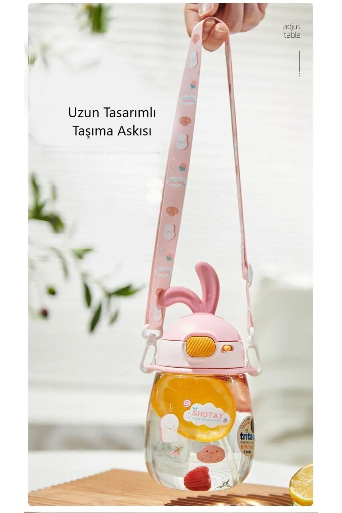 Shotay Esnek Tavşan Kulaklı Tritan Turuncu Suluk & Matara 600ml fotoğrafı 5 (önizleme)