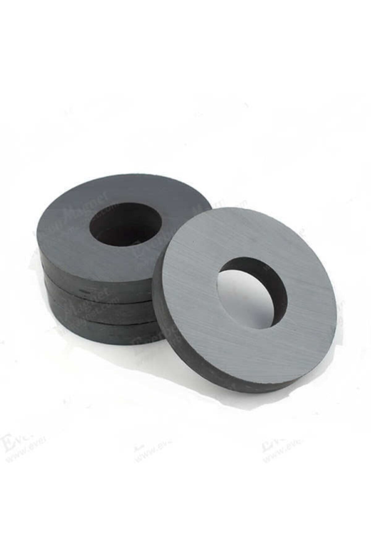 AYMAGNET 2 Adet 70x32x10 Büyük Ferrit Kömür Mıknatıs- Halka Delikli Mıknatıs (2'li Paket)