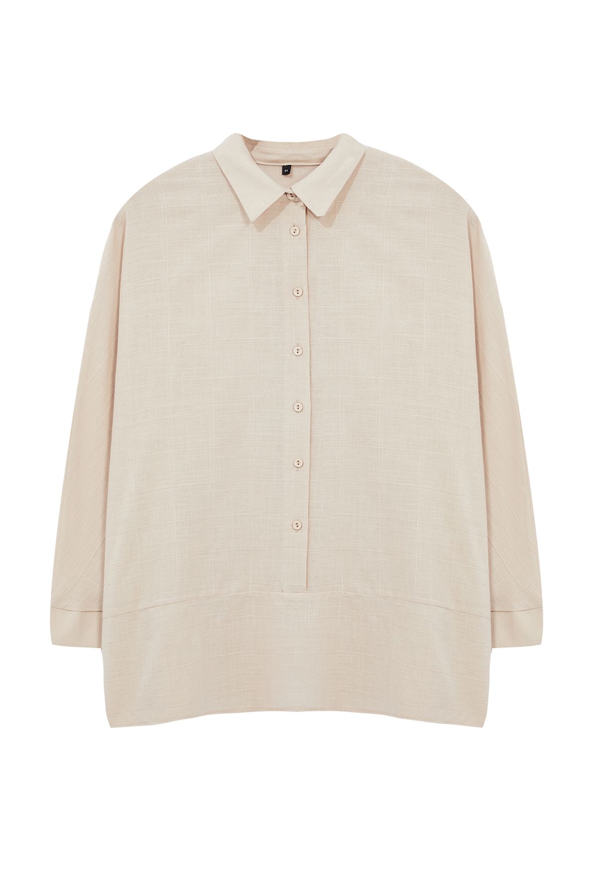 Edit by Trendyol-Beige Large Size Linen Woven Shirt - TEDAW25AX00000 5