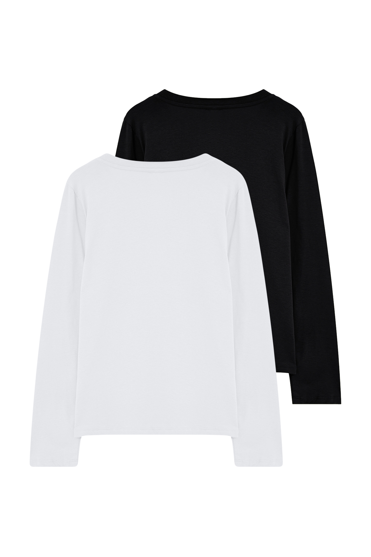 Trendyolmilla  Siyah-Beyaz 2'li Paket %100 Pamuk V Yaka Regular/Normal Kesim Örme T-Shirt TWOAW25TS00002 - Görsel 16