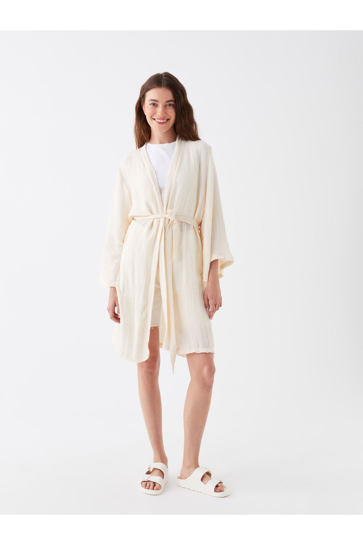 LC Waikiki Damskie Kimono Z Długim Rękawem I Szalowym Kołnierzem Kobieta - 44