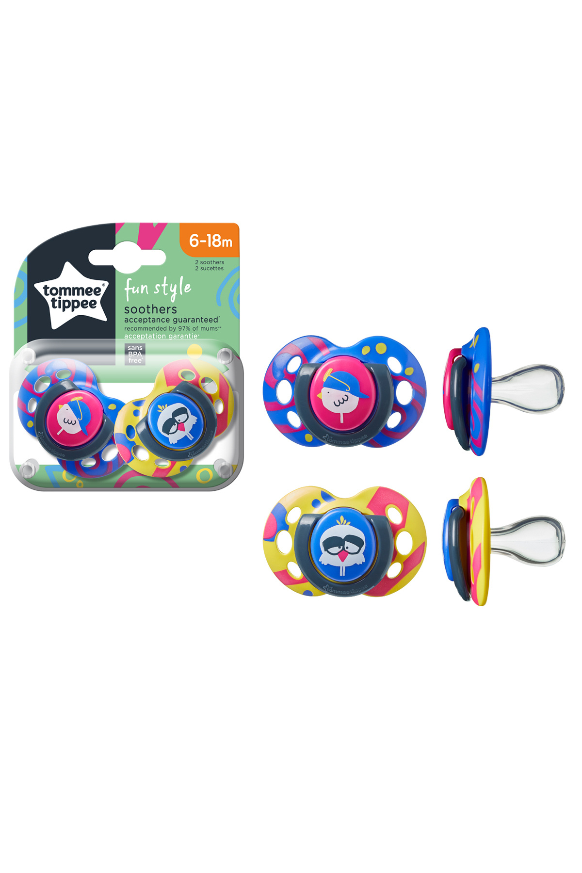 tommee tippee Fun Style 2'li Ortodontik Silikon Emzik 6-18 Ay Mor