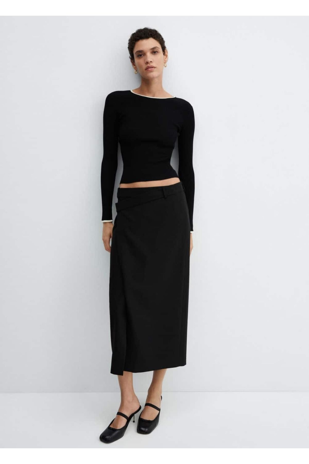 MANGO Woman-Contrast embroidered sweater 2