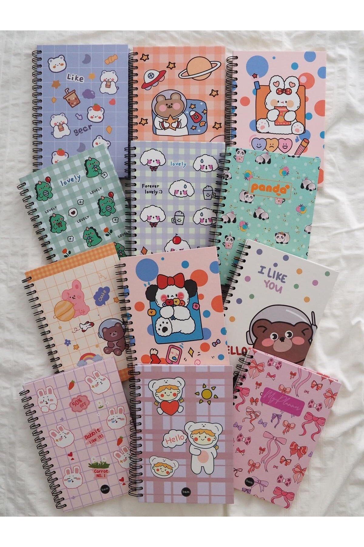Planet Butik-Spiral Bow Rabbit Design Notebook 4