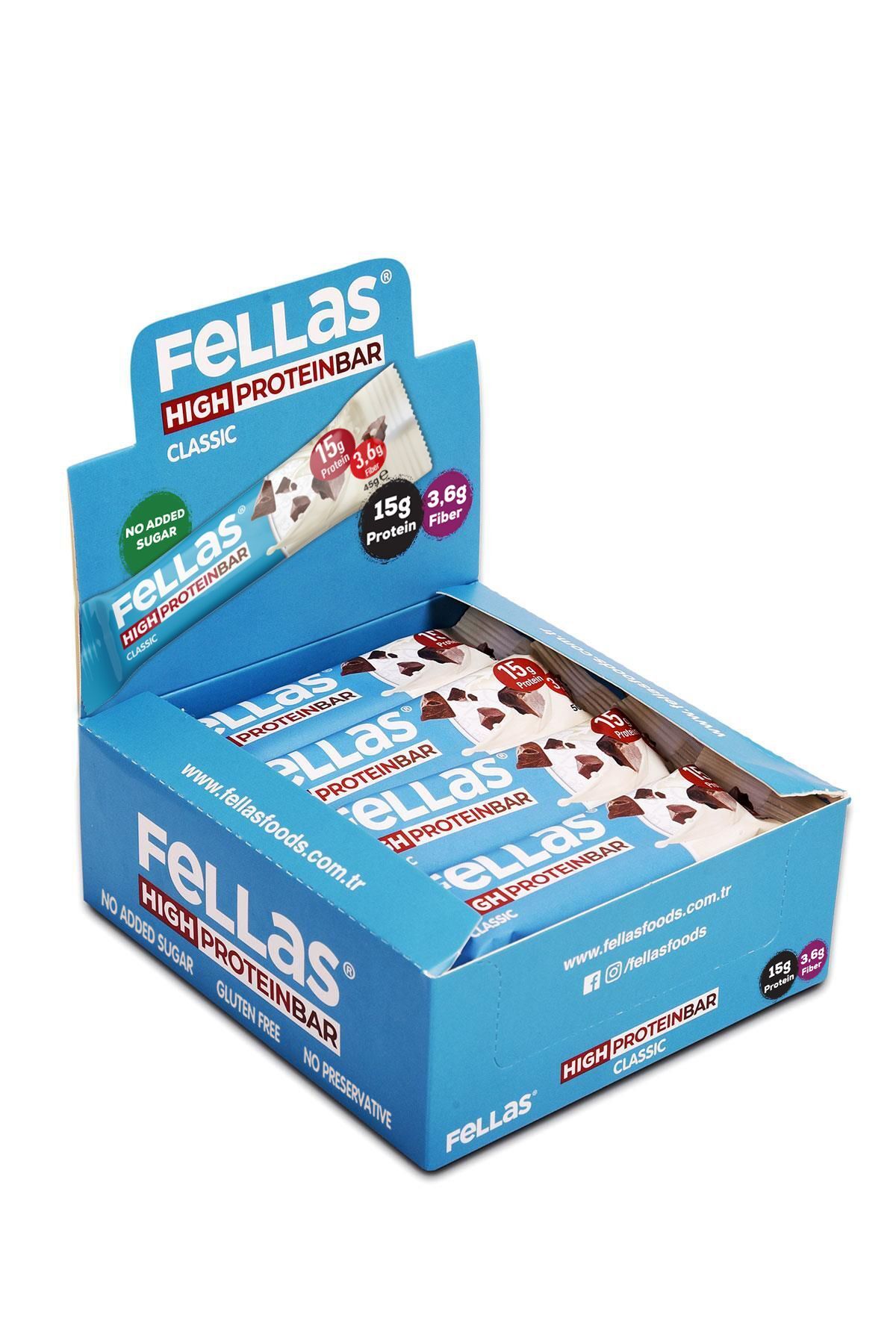 Fellas Yüksek Protein Bar, Klasik Sade, 45gr X 12 Adet