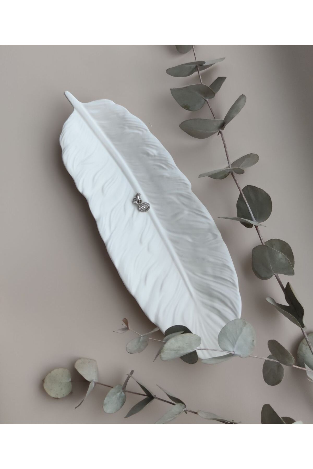 Decorative White Feather Plate , Object , Jewelry Plate