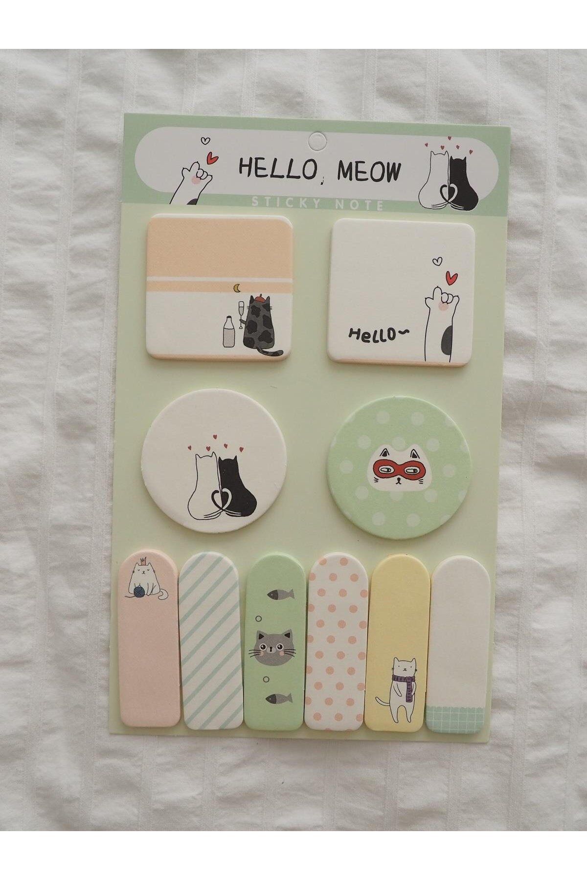 Planet Butik-Green Cat Designed Post-it Set 5