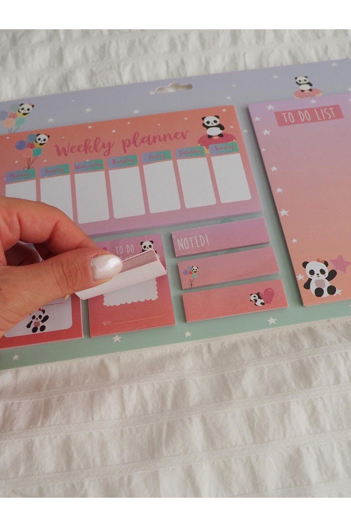 Planet Butik-Panda Patterned Large Post-it Set - Weekly Planner Design 3