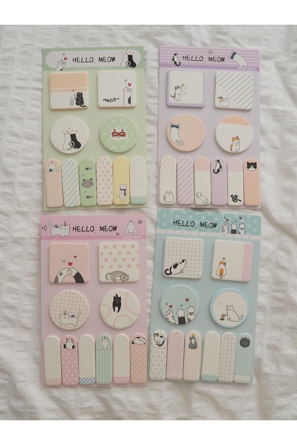 Planet Butik-Green Cat Designed Post-it Set 4